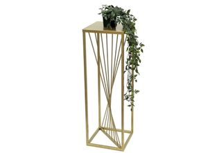 4260700965658 - Blumenhocker Metall Gold Eckig 70 cm Blumenständer Beistelltisch 96565 Blumensäule Design Modern Pflanzenständer Pflanzenhocker - Dandibo