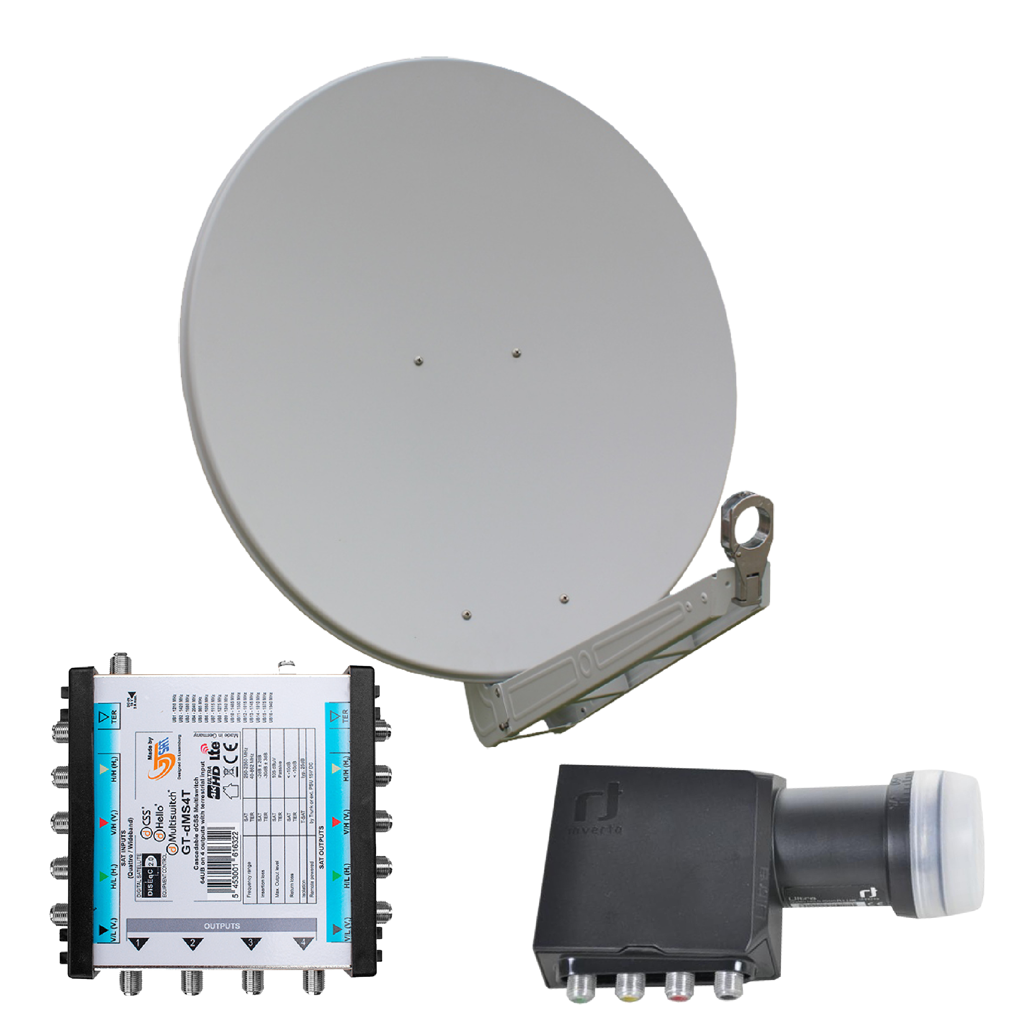 4260704120732 - OP 75 SE - Alu-Antenne - weiss - 64 Teilnehmer mit Unicable-Multischalter