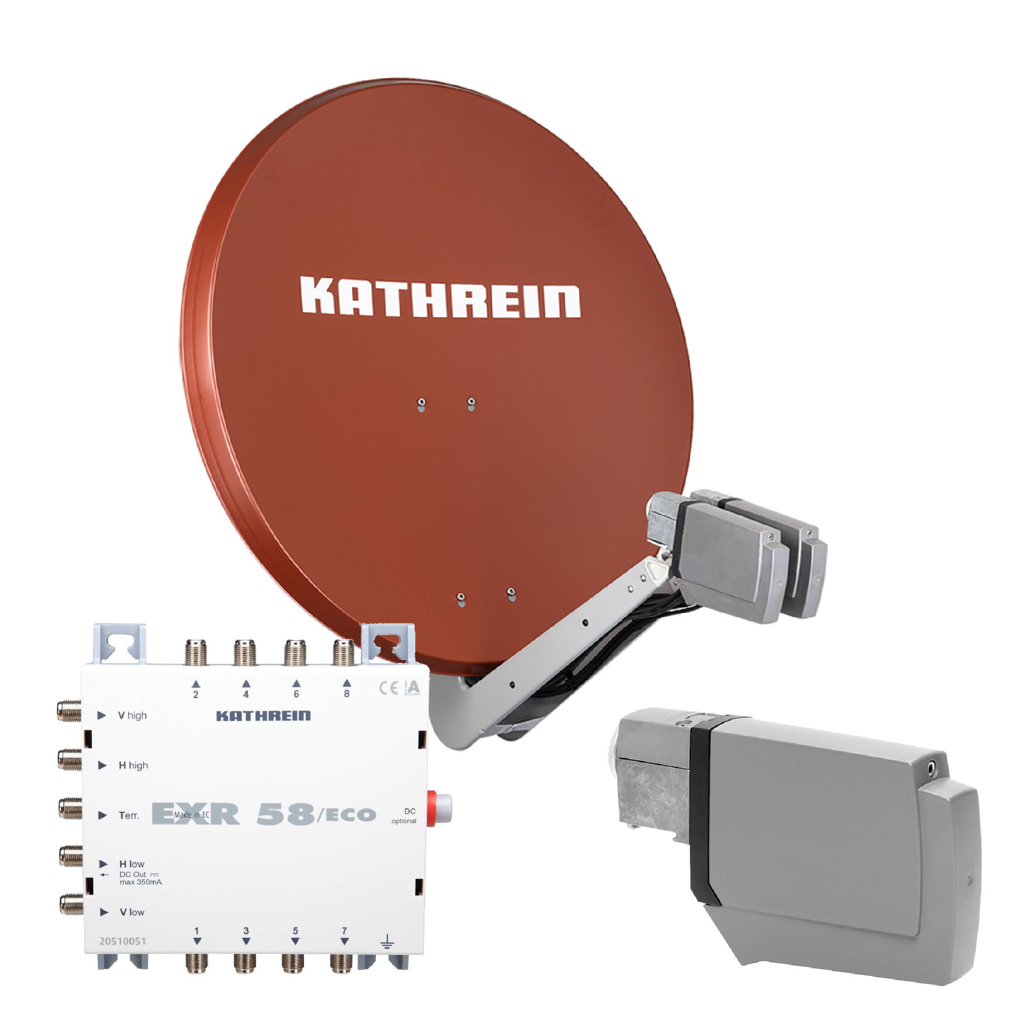 4260704121234 - CAS 90 ro Sat-Antenne multifeedfähig rotbraun - 8 Teilnehmer