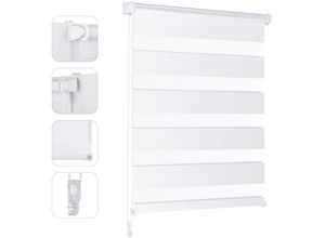 4260707730501 - Sekey - Doppelrollo Klemmfix ohne Bohren für Fenster ohne Bohren Doppelrollo Duo Rollo Jalousie Sonnenschutz Weiß 40x100cm