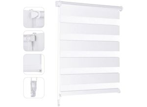 4260707730518 - Sekey - Doppelrollo Klemmfix ohne Bohren für Fenster ohne Bohren Doppelrollo Duo Rollo Jalousie Sonnenschutz Weiß 45x100cm