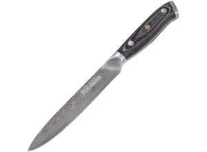 4260709012223 - Universalküchenmesser RESTO KITCHENWARE Ogma 13 cm aus Edelstahl silber (schwarz silberfarben) Gesamtlänge 24cm Klingenlänge 13cm Edelstahl Kochmesser professionelles Allzweckmesser mit lasergravierter Hochleistungsklinge