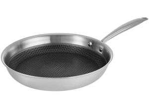 4260709014227 - Bratpfanne RESTO KITCHENWARE Achird Pfanne aus Tri-Ply (Edelstahl + Aluminium + Edelstahl) ofenfest silber (silberfarben) H55cm L51cm Ø28cm Pfannen Die 3-schichtige Basis ermöglicht eine Energieeinsparung von 25%