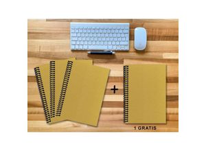 4260714549370 - A 4 Notizbuch - Set 3+1 gratis Luxury 80 Seiten GOLD GMUND SHIMMER kariert 5x5mm