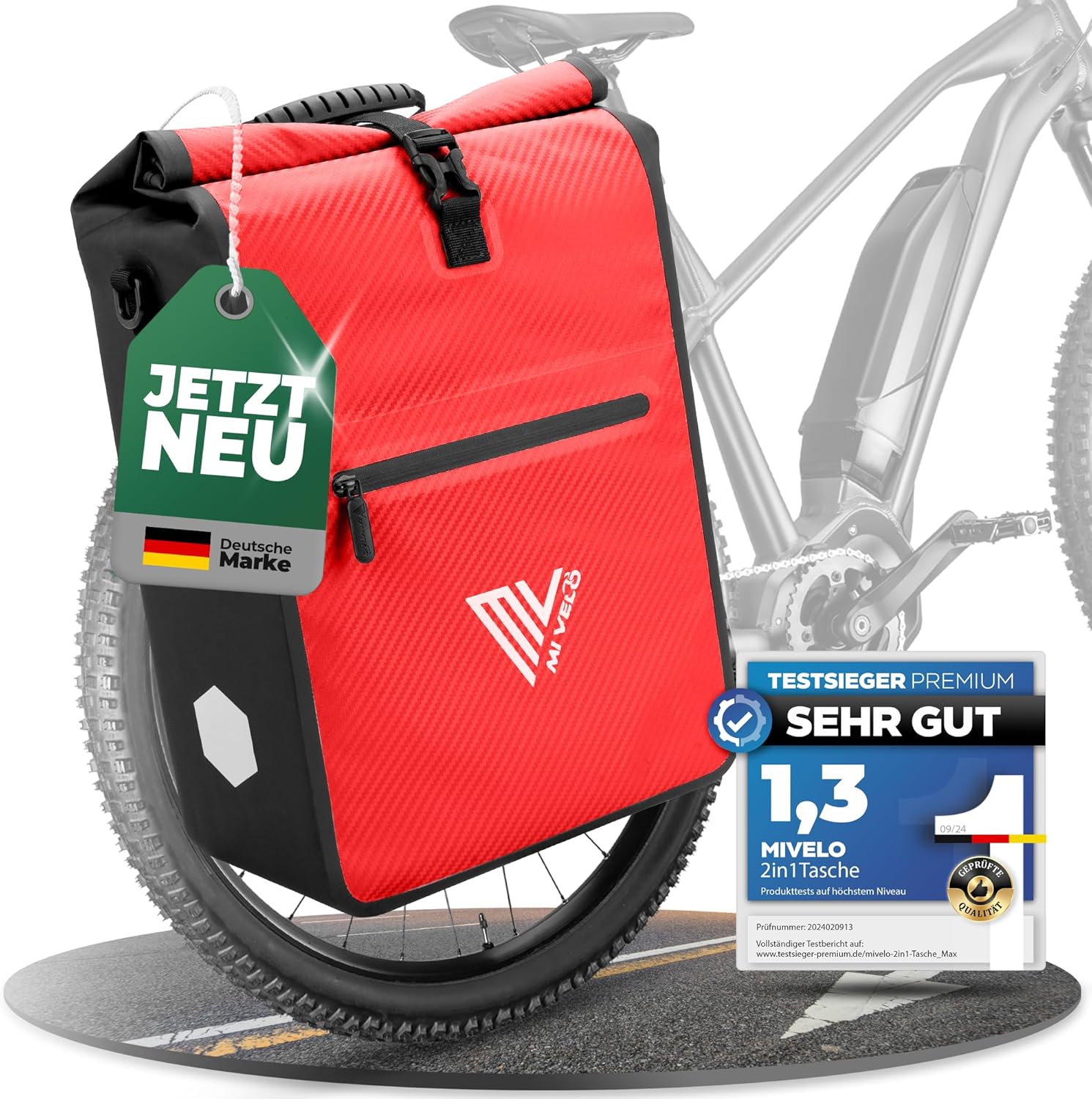 4260714830362 - 2-in-1 wasserdichte Gepäckträgertasche für Gepäckträger - Rot Carbon - 22 L 4260714830362 - 2-in-1 wasserdichte Gepäckträgertasche für Gepäckträger - Rot Carbon - 22 L