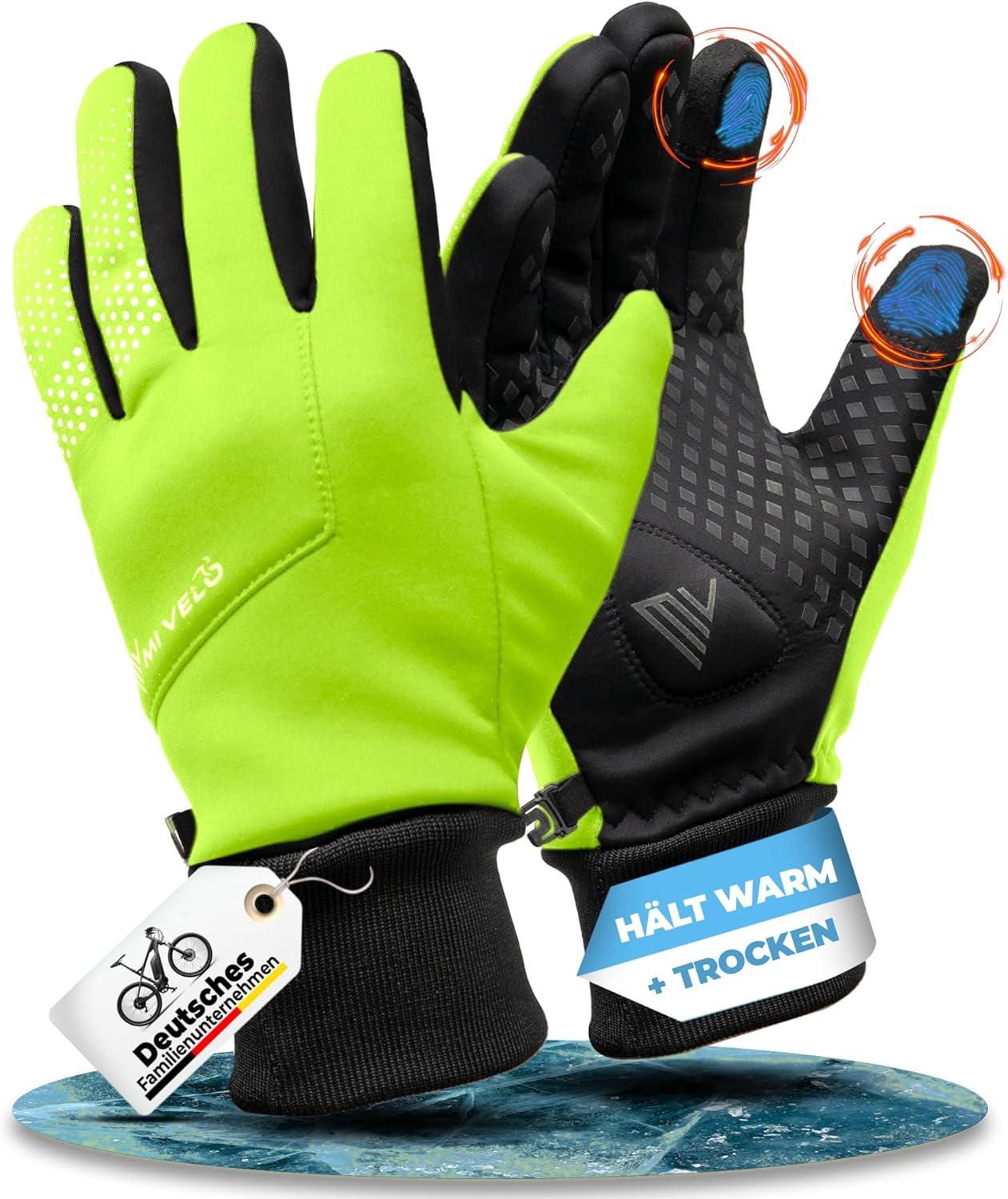 4260714830560 - Radhandschuhe VELORIDER - Wind- und wasserdicht - Fester Griff - Gelb - Größe S 4260714830560 - Radhandschuhe VELORIDER - Wind- und wasserdicht - Fester Griff - Gelb - Größe S