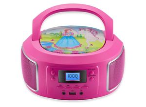 4260716010557 - tragbarer CD-Player Kinder CD-Player AUX-IN USB-Anschluss CD MP3-Radio Kinder Radio CD-Radio Stereoanlage Boombox Pink - Pink