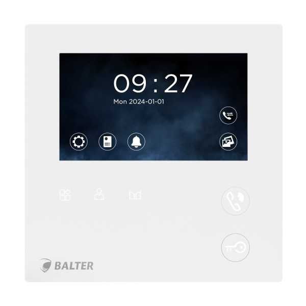 4260718663614 - BALTER EVO-MINI 43 Kompaktmonitor Videostation Weiß (2-Draht BUS LCD-Farb-Bildschirm MicroSD)