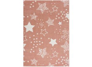 4260720621619 - Teppich Kinderzimmer - Spielteppich Sternenhimmel Sterne Galaxy Deko Kurzflor Kinderteppich Rosé 80 x 150 cm