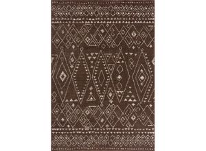 4260720625891 - Teppich Wohnzimmer Hochflor Weich - Indianisches Muster Ethno Style Braun 80 x 150 cm