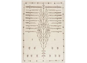 4260720626119 - Teppich Wohnzimmer Cream Hochflor - Afrika Muster Ethno Boho Style Creme 160 x 230 cm