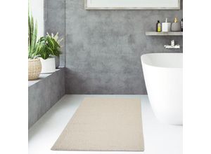 4260720628366 - Badezimmerteppich Hochflor Bad Kuschelweich Waschbar Badematte Beige 80 x 150 cm