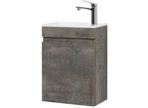 4260721662185 - Waschtisch lugis Stone Ash Gäste wc Möbel Waschbecken mit Unterschrank & Einzeltür mit unsichtbarem Griff B40 H52 T22cm - Goom