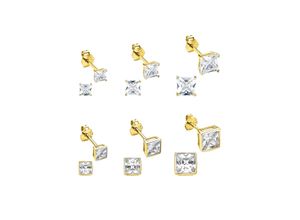 4260724286661 - Ohrstecker-Set BRUNO BANANI Mulitpack Schmuck Geschenk Silber 925 Ohrschmuckset + Gold Ohrringe Gr Silber 925 (Sterlingsilber) goldfarben (gelbgoldfarben weiß kristallweiß) Damen mit Zirkonia (synth)