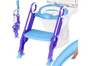 4260729112712 - KIDIZ® Kinder Toilettensitz Toilettentrainer mit Treppe und Griffe Faltbar Kindertoilette WC Sitz Töpfchentrainer Lerntöpfchen bequemem Kissen und breiten Stufen Toilettentreppe höhenverstellbar