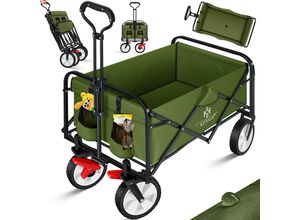 4260729114471 - KESSER® Bollerwagen faltbar Handwagen Transportkarre Gerätewagen inkl 2 Netztaschen & Cover klappbar PVC-Reifen bis 80 kg Tragkraft transportwagen Gartenanhänger ohne Dach