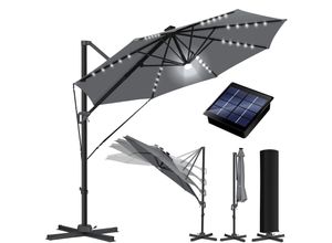 4260729116178 - KESSER® Sonnenschirm Ampelschirm SUN Rund XL Ø330 cm Inkl Abdeckung + Windsicherung 7-Fach Verstellbar Drehbar Neigbar Kippbar Groß 360° Drehbar Gartenschirm mit Kurbel Sonnenschutz UV50+