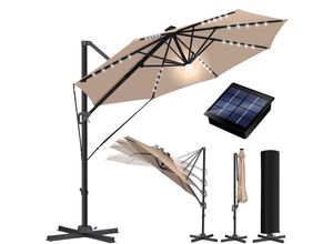 4260729116185 - KESSER® Sonnenschirm Ampelschirm SUN Rund XL Ø330 cm Inkl Abdeckung + Windsicherung 7-Fach Verstellbar Drehbar Neigbar Kippbar Groß 360° Drehbar Gartenschirm mit Kurbel Sonnenschutz UV50+