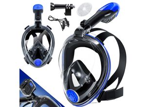 4260729117038 - KESSER® Tauchmaske Vollgesichtsmaske Faltbare Schnorchelmaske Vollmaske Inkl Kamerahaltung Müheloses Atmen Kein Beschlagen Kein Eindringen von Wasser 180° Sichtfeld für Kinder und Erwachsene