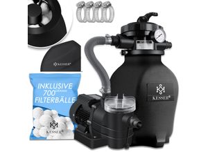 4260729118059 - KESSER® Sandfilteranlage Sandfilter + 700g Filterbälle ersetzen 25kg Filtersand 7-Wege Ventil mit Druckanzeige Poolfilter 10 m³ h Filteranlage Filterkessel für Pool Schwimmbecken 10200 L h