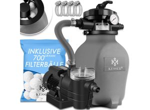 4260729118066 - KESSER® Sandfilteranlage Sandfilter + 700g Filterbälle ersetzen 25kg Filtersand 7-Wege Ventil mit Druckanzeige Poolfilter 10 m³ h Filteranlage Filterkessel für Pool Schwimmbecken 10200 L h