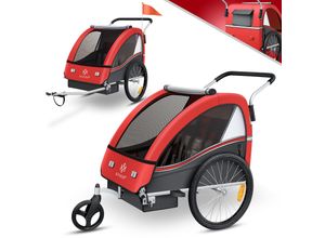 4260729118479 - KESSER® Kinderanhänger Fahrradanhänger Sport-RX 2 in 1 Joggerfunktion Kinderfahrradanhänger + 5-Punkt Sicherheitsgurt 360°-Vorderrad Jogger Buggy Fahrrad Anhänger für 1 bis 2 Kinder max 40kg