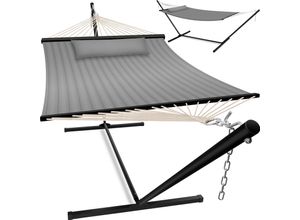 4260729118905 - KESSER® Hängematte HILL mit Gestell Kissen Doppelhängematte für 2 Personen-Stabiler Rahmen -200kg Belastbarkeit Indoor & Outdoor XXL Hängesessel Doppel Mehrpersonen Garten Pool Balkon Terrasse