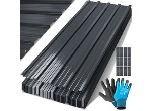 4260729119742 - KESSER® - 12 x Profilblech Trapezblech 129cm x 45cm = 7 m² -Dachblech für Gerätehaus  Dachplatten Verzinkter Stahl 025mm inkl Montagehandschuhe