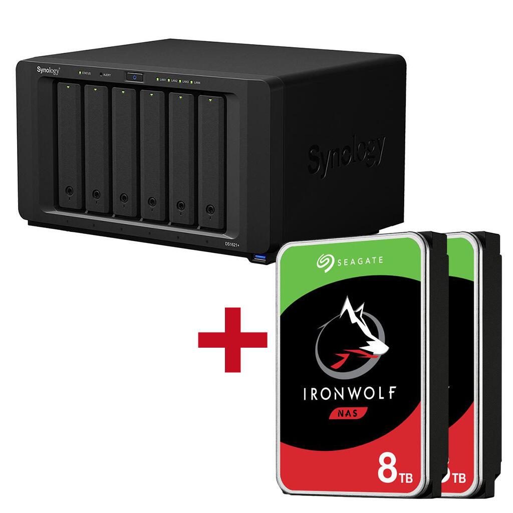 4260730616261 - DiskStation DS1621+ 6 Einschübe NAS-Server Leergehäuse + 2x Seagate Ironwolf SATA 35 HDD 8TB Festplatte