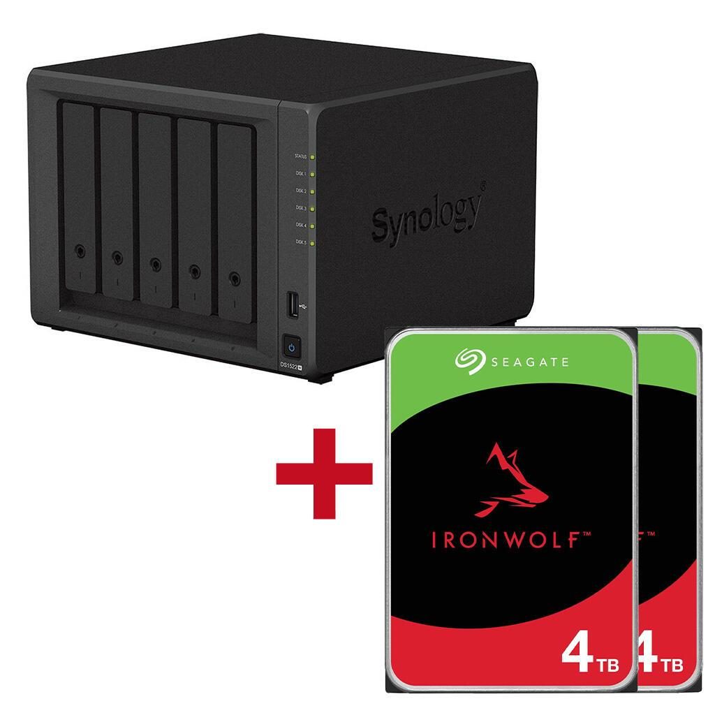 4260730616315 - DiskStation DS1522+ 5 Einschübe NAS-Server Leergehäuse + 2x Seagate Ironwolf SATA 35 HDD 4TB Festplatte