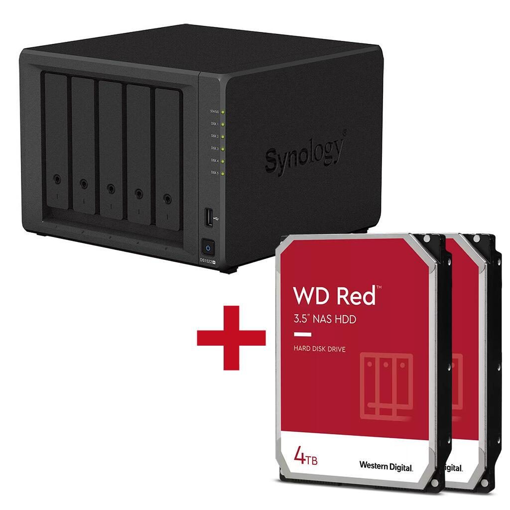 4260730616339 - DiskStation DS1522+ 5 Einschübe NAS-Server Leergehäuse + 2x WD Red SATA 35 HDD 4TB Festplatte