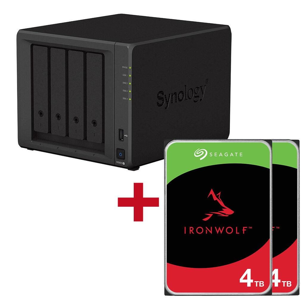 4260730616377 - DiskStation DS923+ 4 Einschübe NAS-Server Leergehäuse + 2x Seagate Ironwolf SATA 35 HDD 4TB Festplatte