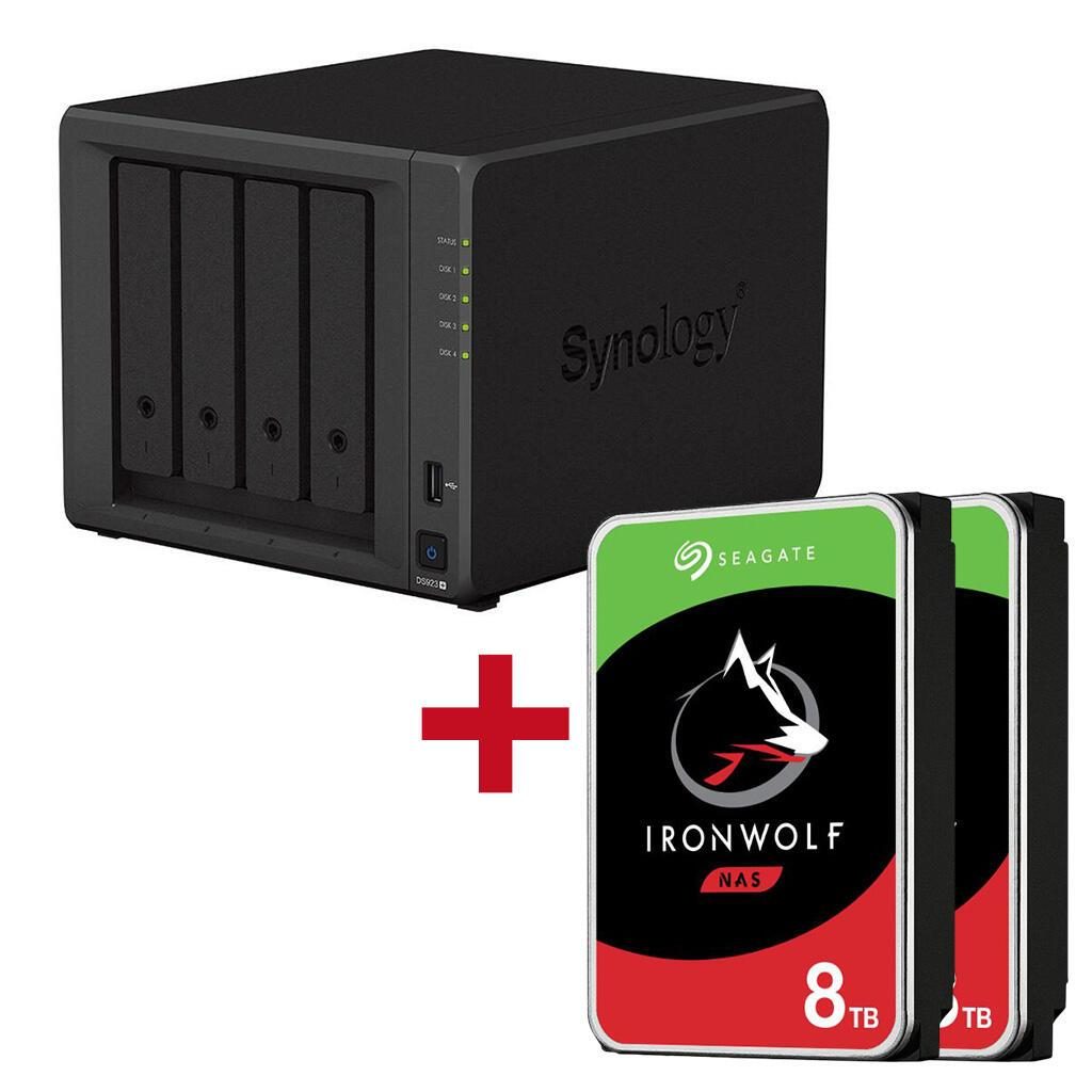 4260730616384 - DiskStation DS923+ 4 Einschübe NAS-Server Leergehäuse + 2x Seagate Ironwolf SATA 35 HDD 8TB Festplatte