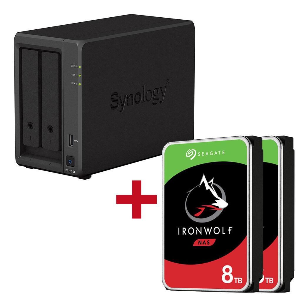 4260730616445 - DiskStation DS723+ 2 Einschübe NAS-Server Leergehäuse + 2x Seagate Ironwolf SATA 35 HDD 8TB Festplatte