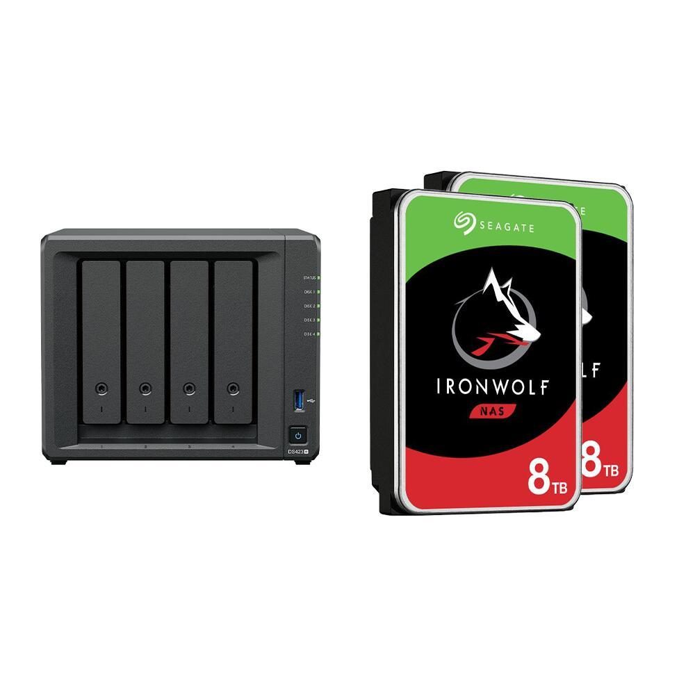 4260730616834 - DiskStation DS423+ 4 Einschübe NAS-Server Leergehäuse + 16TB (2x8TB) Seagate Ironwolf SATA 35 HDD Festplatte