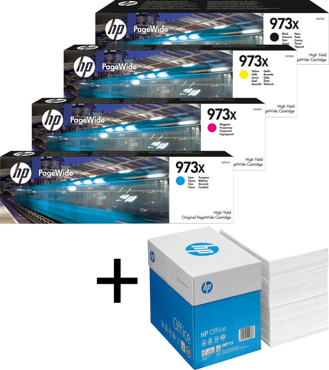 4260730617138 - Bundle mit HP Original 973X Toner 4er Multipack + 2500 Blatt HP Kopierpapier hochweiß