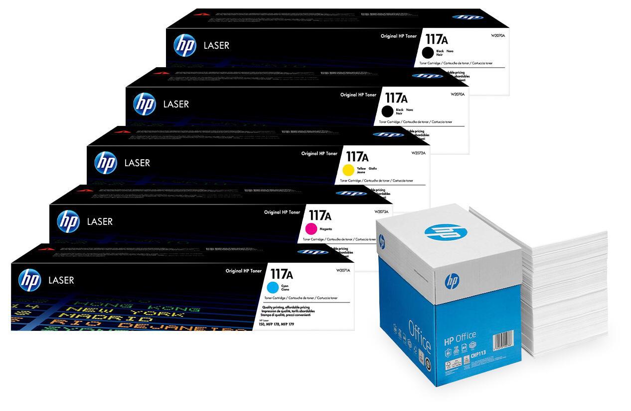 4260730617206 - Bundle mit HP Original 117A Toner 5er Multipack + 2500 Blatt HP Kopierpapier hochweiß