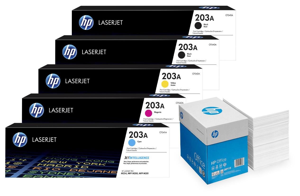 4260730617244 - Bundle mit HP Original 203A Toner 5er Multipack + 2500 Blatt HP Kopierpapier hochweiß