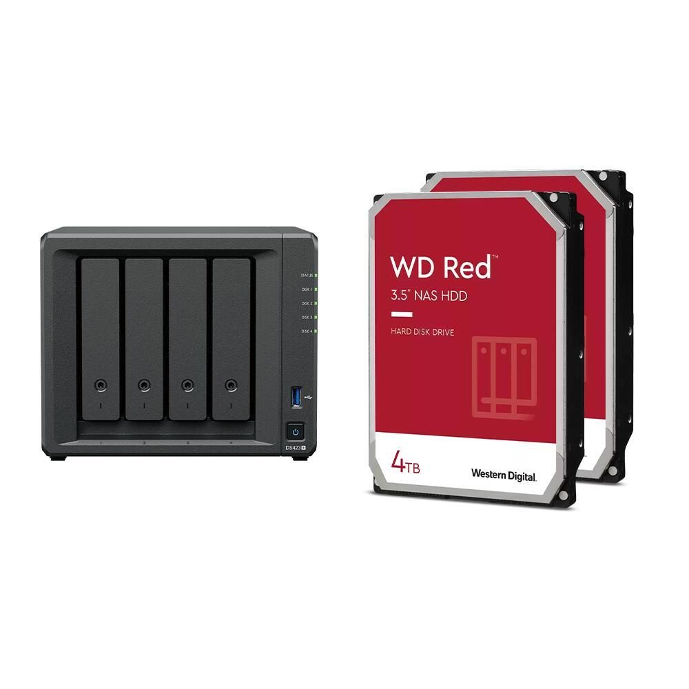 4260730618302 - DiskStation DS423+ 4 Einschübe NAS-Server Leergehäuse + 8TB (2x4TB) WD Red 40EFPX SATA 35 HDD Festplatten