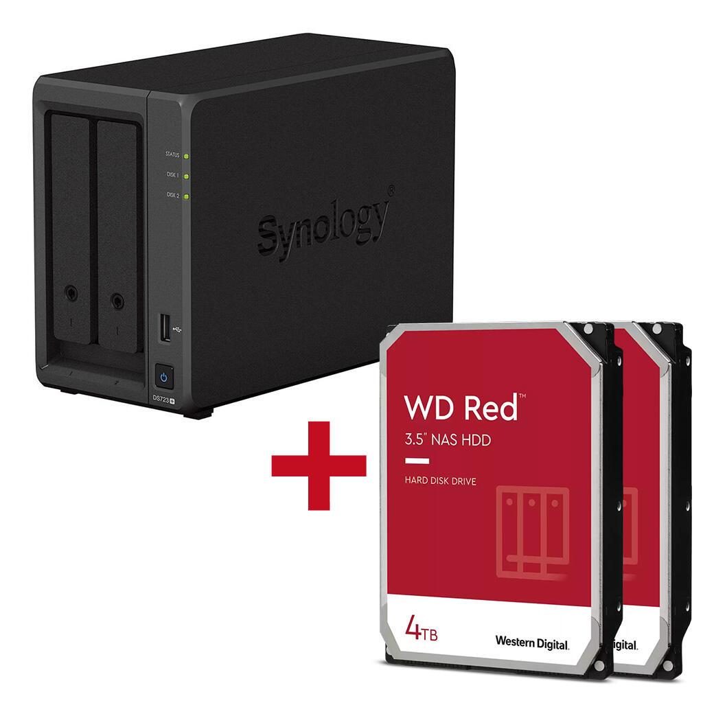 4260730618319 - DiskStation DS723+ 2 Einschübe NAS-Server Leergehäuse + 2x WD Red SATA 35 HDD 4TB Festplatte