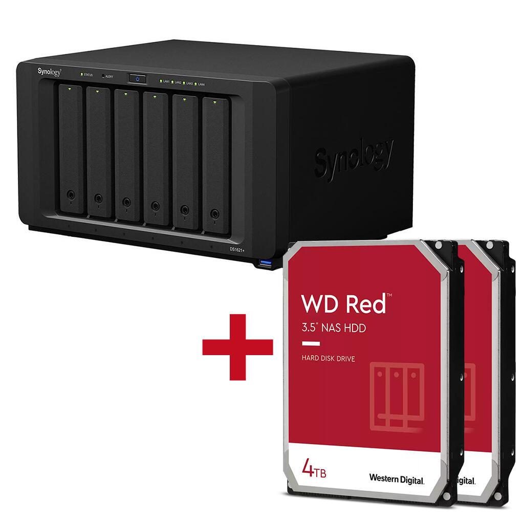 4260730618340 - DiskStation DS1621+ 6 Einschübe NAS-Server Leergehäuse + 2x WD Red SATA 35 HDD 4TB Festplatte