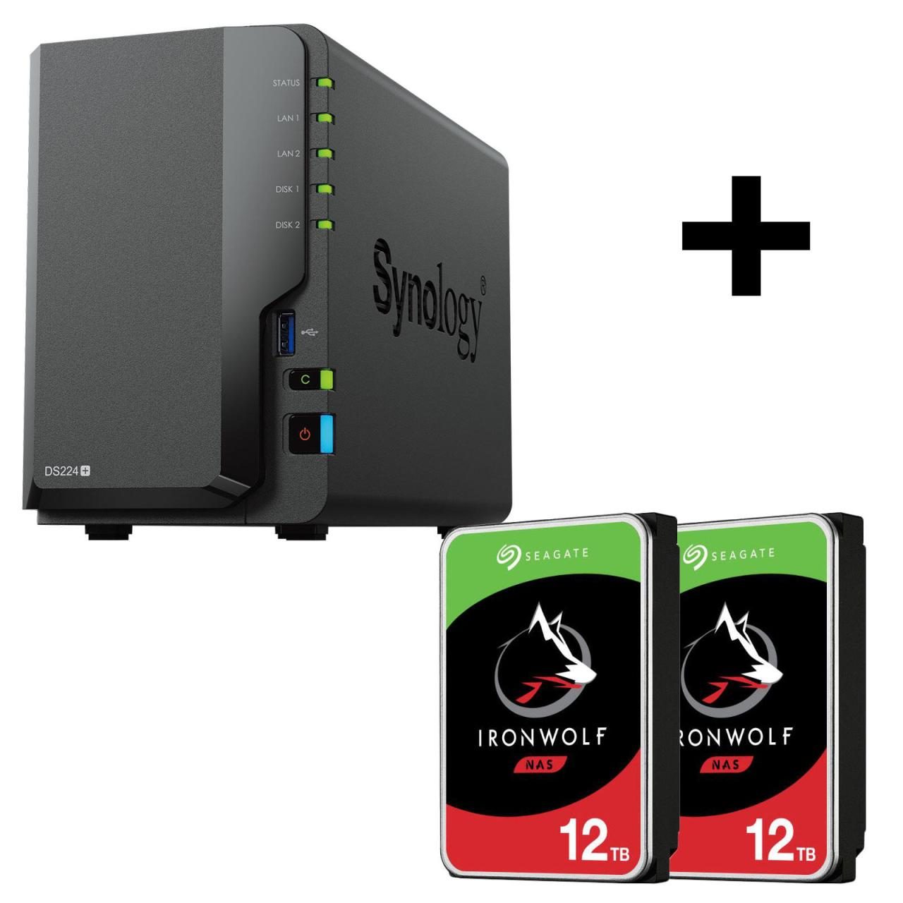 4260730618838 - 0 DiskStation DS224+ 2 Einschübe NAS-Server Leergehäuse + 24TB Seagate IronWolf®