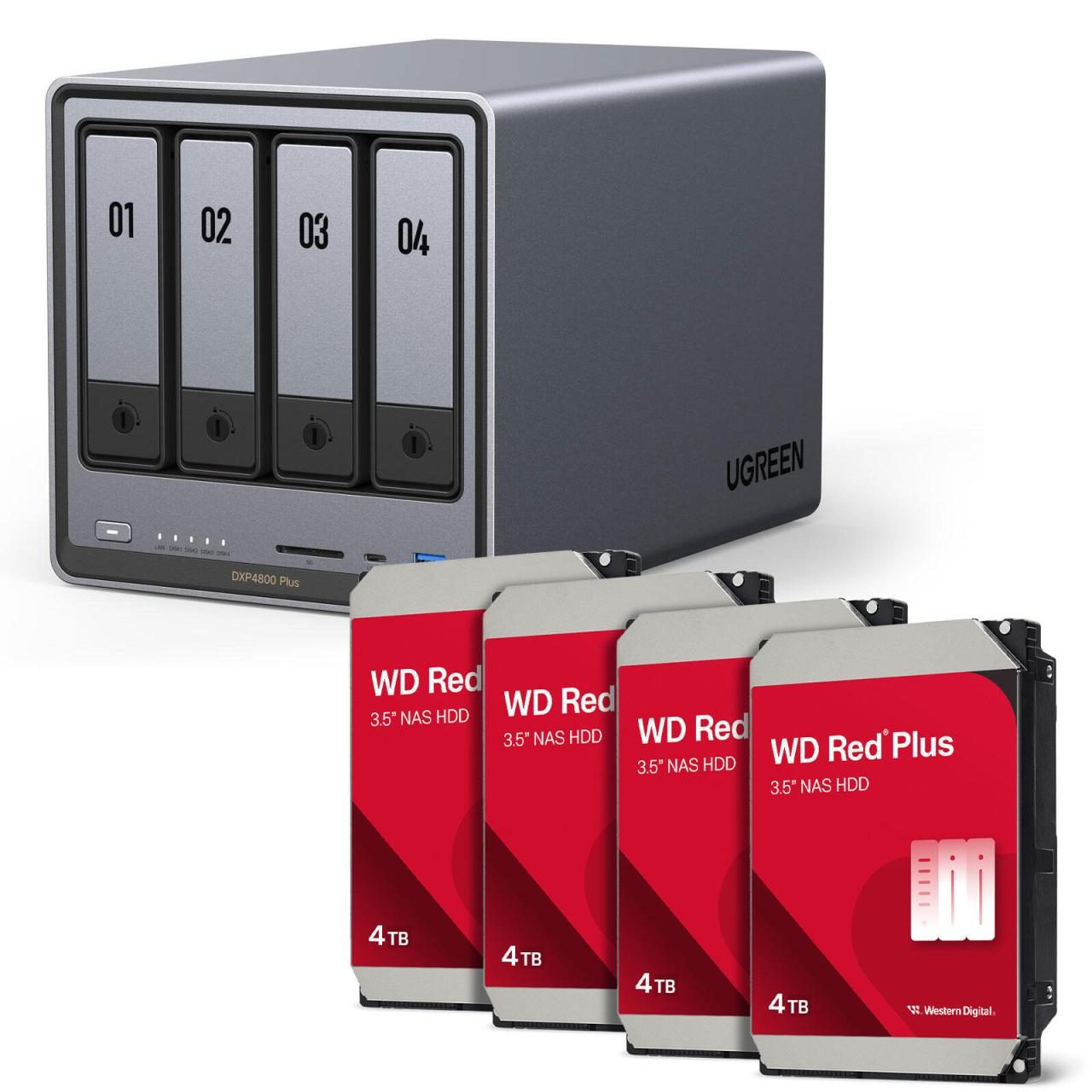 4260730619026 - 0 Ugreen NASync DXP4800 Plus + Western Digital Festplatte 16 TB (4 x 4 TB) 4260730619026 - 0 Ugreen NASync DXP4800 Plus + Western Digital Festplatte 16 TB (4 x 4 TB)