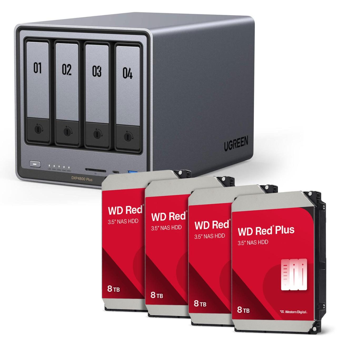 4260730619033 - 0 Ugreen NASync DXP4800 Plus + Western Digital Festplatte 32 TB (4 x 8 TB) 4260730619033 - 0 Ugreen NASync DXP4800 Plus + Western Digital Festplatte 32 TB (4 x 8 TB)