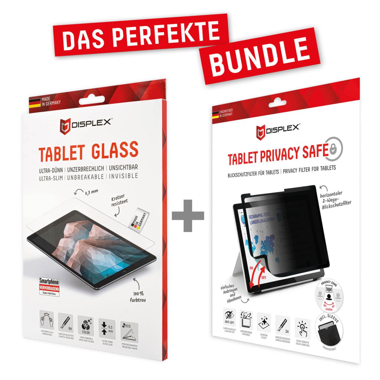 4260730619453 - DISPLEX Tablet Glass (9H) & Privacy Safe Blickschutzfilter für iPad 109 (10 Generation)