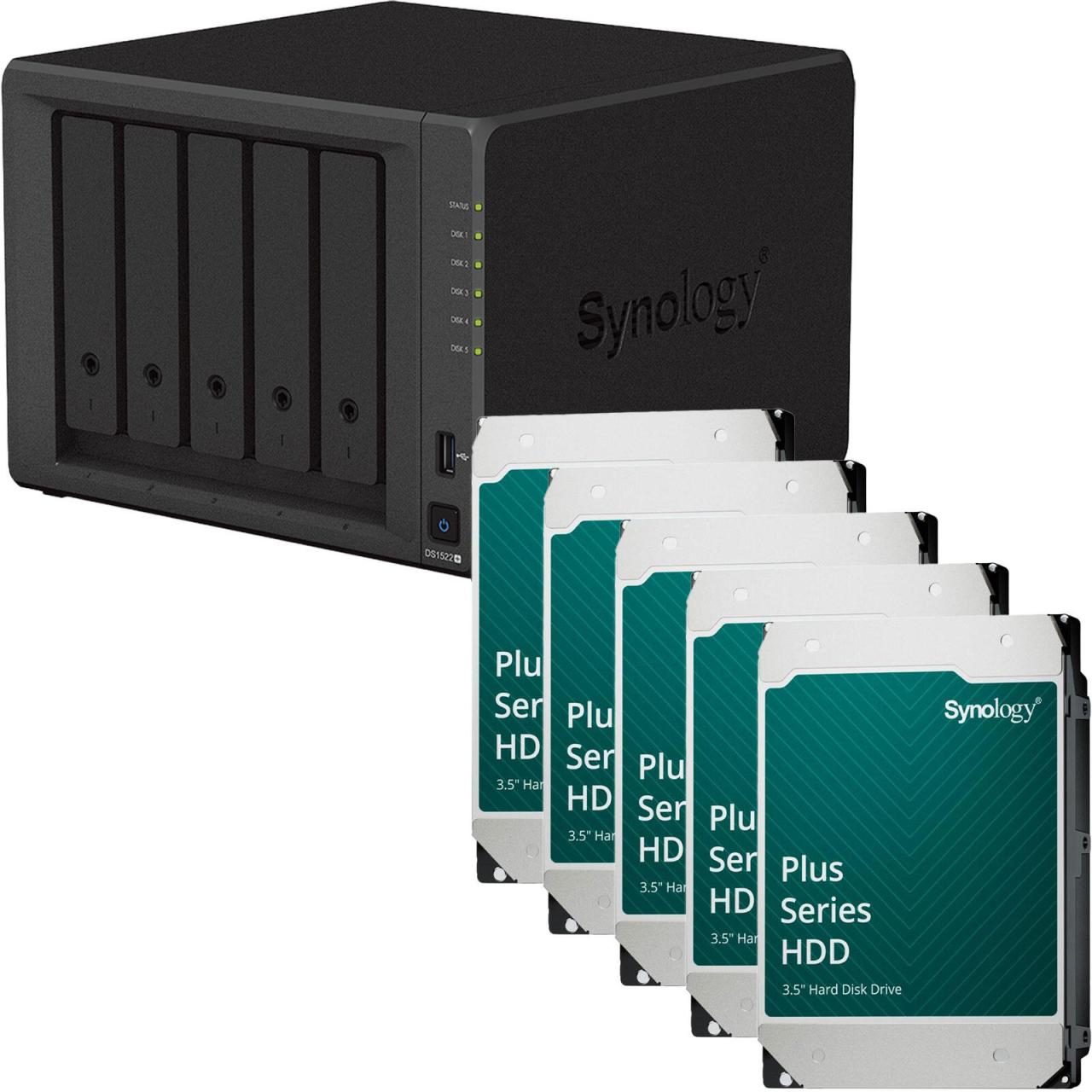 4260730619507 - DiskStation DS1522+ 5 Einschübe NAS-Server Leergehäuse + 60 TB Plus (5x 12TB)