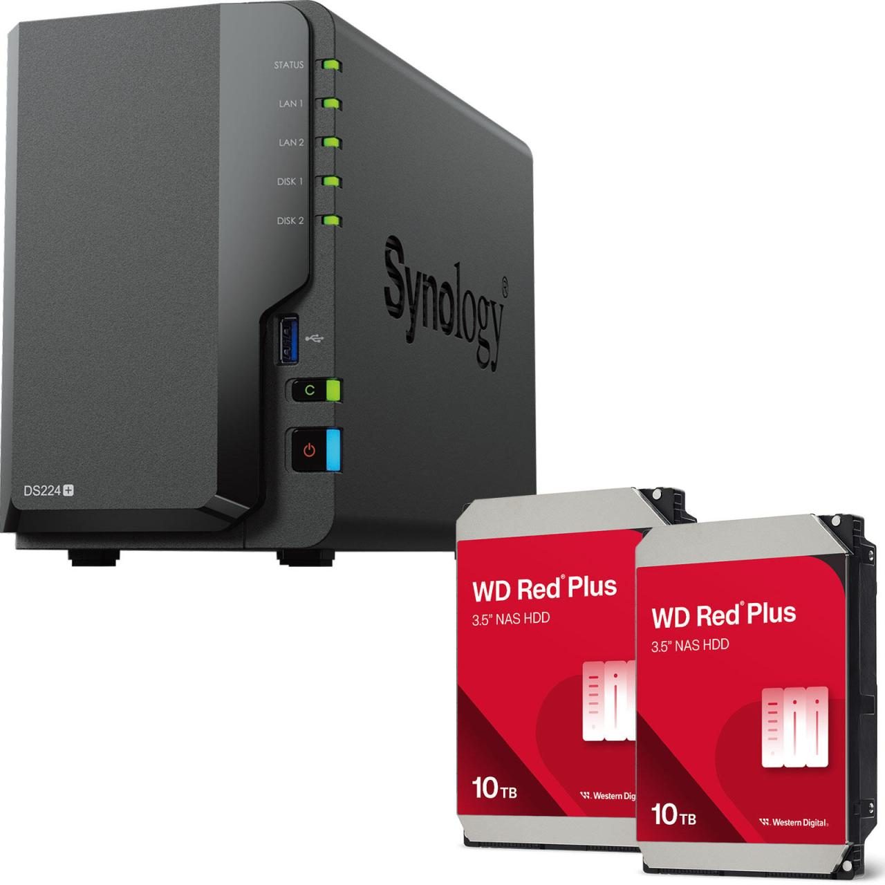 4260730619590 - DiskStation DS224+ 2 Einschübe NAS-Server Leergehäuse + 2x WD Red® Plus NAS Festplatte 10 TB 256MB (20TB) 4260730619590 - DiskStation DS224+ 2 Einschübe NAS-Server Leergehäuse + 2x WD Red® Plus NAS Festplatte 10 TB 256MB (20TB)