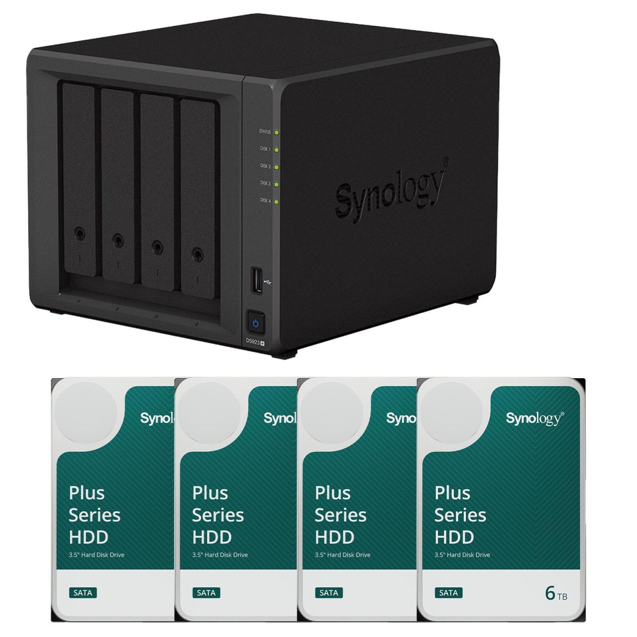 4260730619996 - DiskStation DS923+ 4 Einschübe NAS-Server Leergehäuse + 4x Plus 35 SATA HDD Festplatte 6TB (4x 6TB) 4260730619996 - DiskStation DS923+ 4 Einschübe NAS-Server Leergehäuse + 4x Plus 35 SATA HDD Festplatte 6TB (4x 6TB)