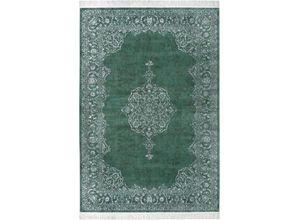 4260731880272 - Teppich Orient Vintage Medaillon Teppiche Gr B L 160 cm x 230 cm 5 mm 1 St grün Fransenteppich Orientalische Muster Orientalisch mit Fransen Orient Wohnzimmer Schlafzimmer Esszimmer