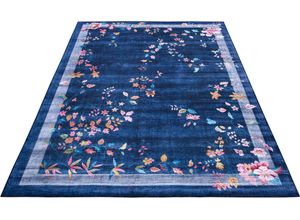 4260731882382 - Designteppich FREUNDIN HOME COLLECTION Gloriosa Teppiche Gr B L 160 cm x 230 cm 7 mm 1 St blau (dunkelblau) Orientalische Muster Vintage Design Orient Optik Florales Muster Kurzflor Wohnzimmer